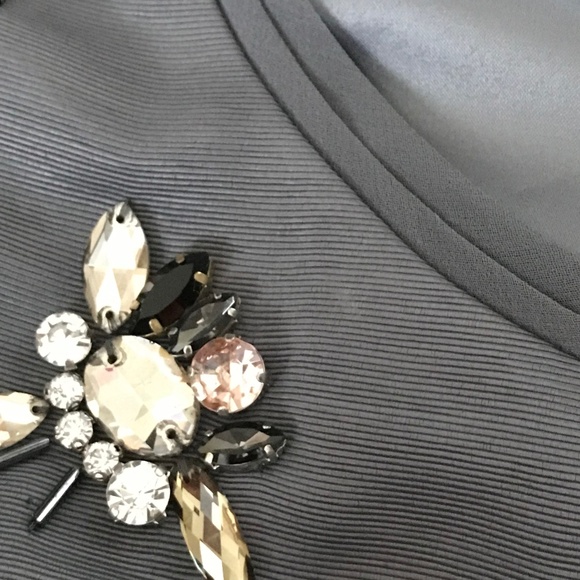 ELIZA J Jeweled Rhinestone Cocktail Dress Gray Women’s Plus Size 14 - Picture 6 of 16